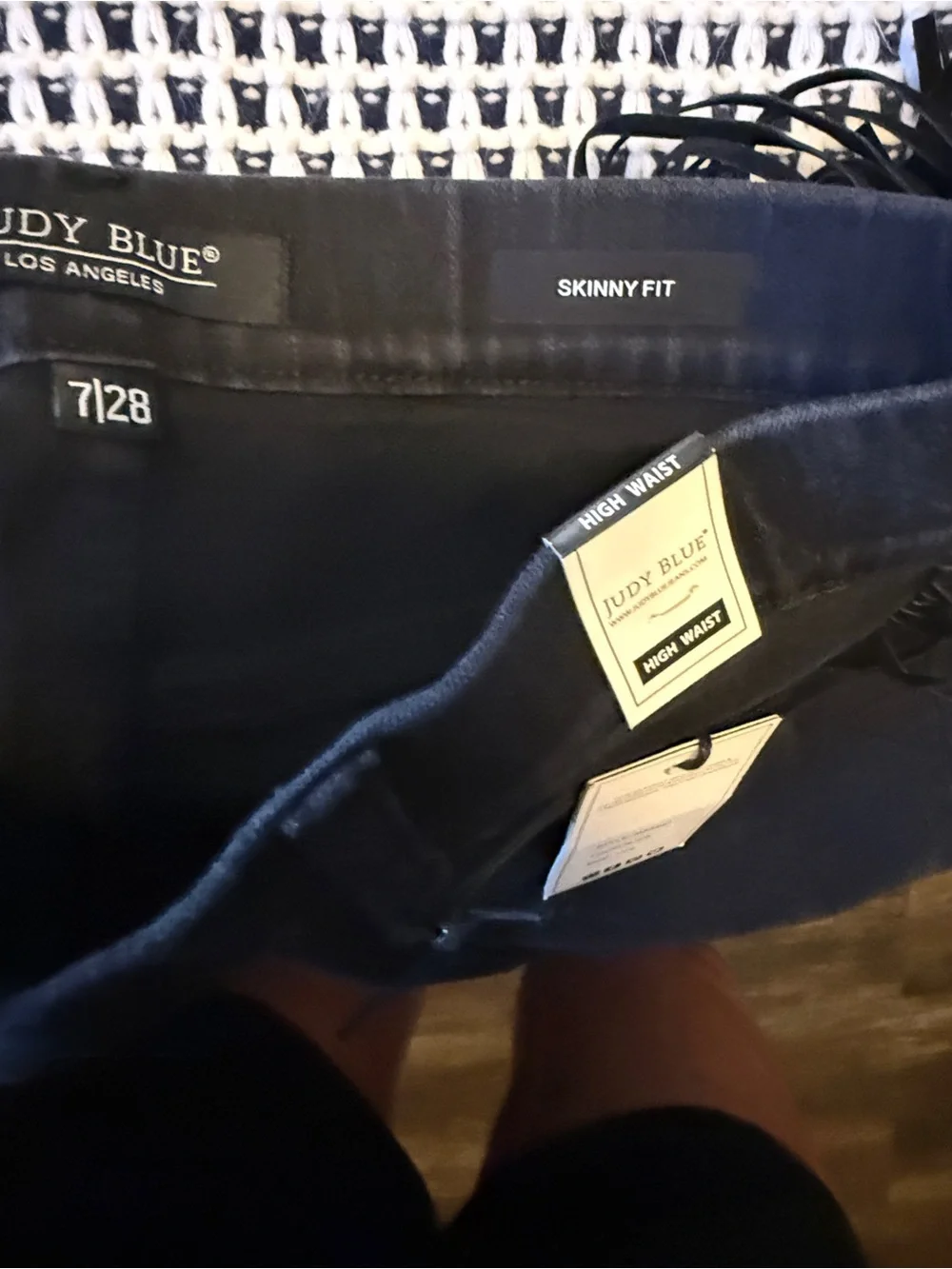 Judy Blue Black Fringe Denim Jeans Skinny Fit Size 28